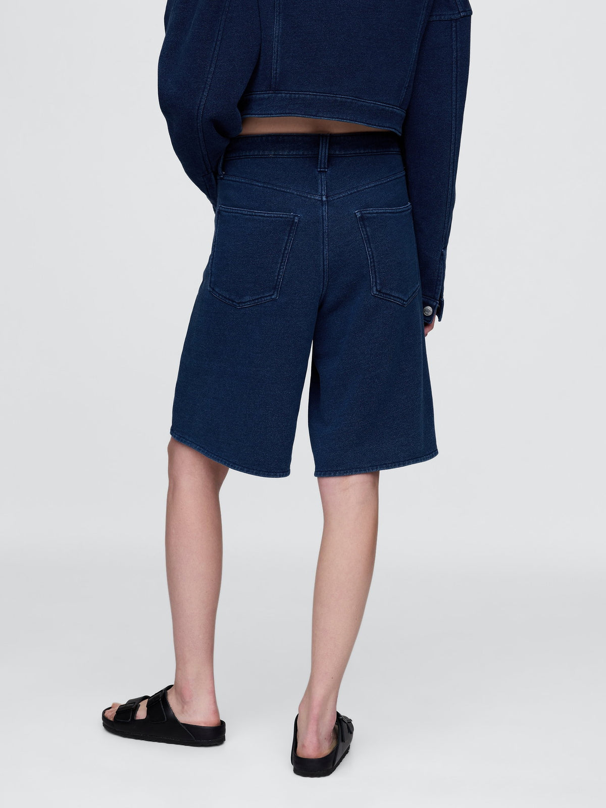 Lacivert 11 Mid Rise Fransız Havlu Kumaş Denim Şort