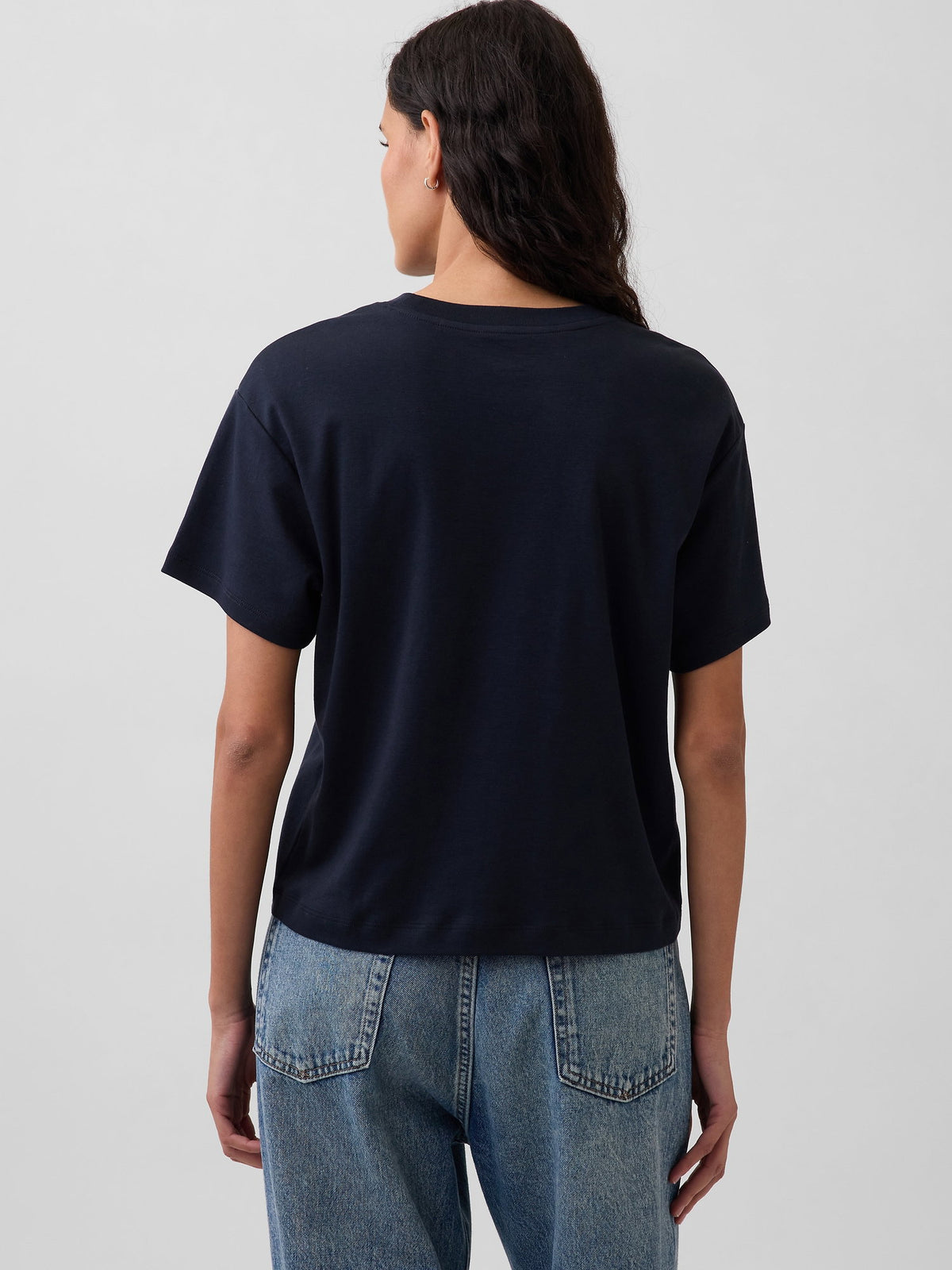 Lacivert Supima® Pamuk Relaxed T-shirt