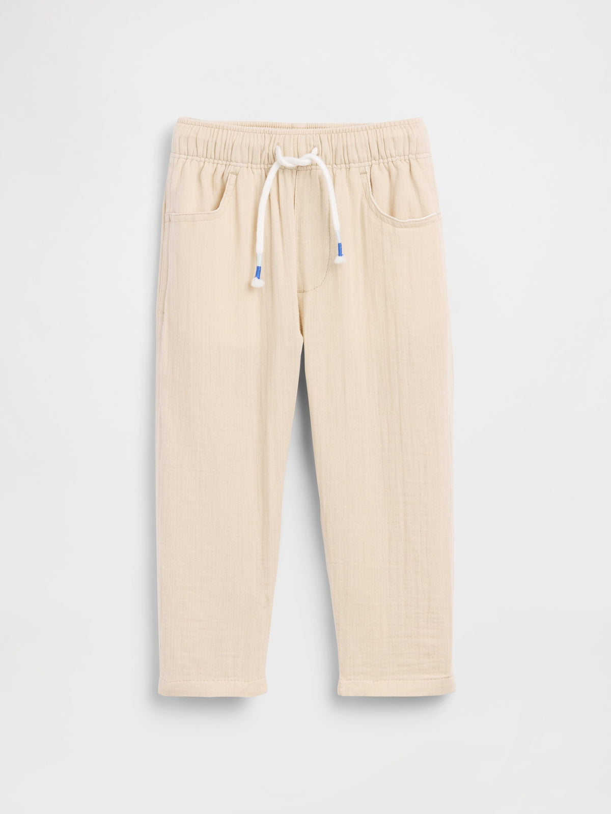 Bej Pamuk Gauze Pull-on Barrel Pantolon