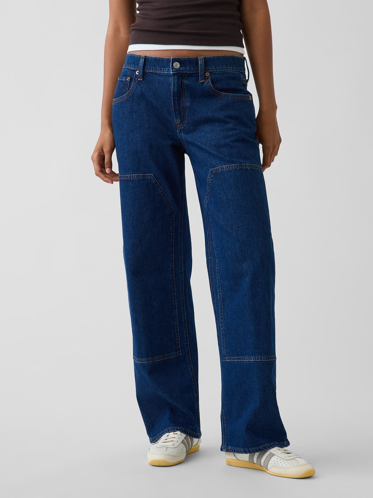 Koyu Mavi Low Rise Double-knee '90s Jean Pantolon