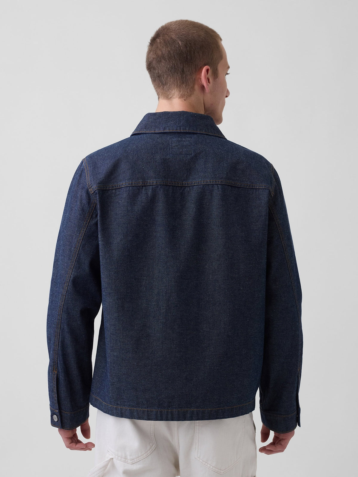 Koyu Mavi Canvas Denim Relaxed Gömlek Ceket