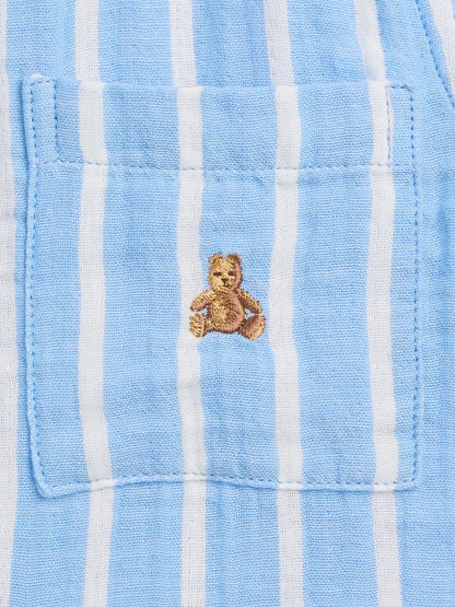 Yeşil Pamuk Gauze Baskılı Polo T-shirt