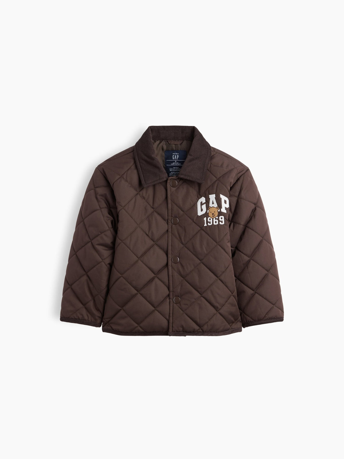 Koyu Kahverengi Quilted Gap Grafik Baskılı Barn Ceket