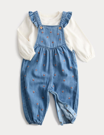 2'li Denim Salopet Takımı