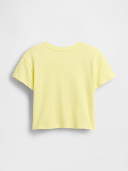 Sarı Knot-tie Grafik Baskılı T-shirt