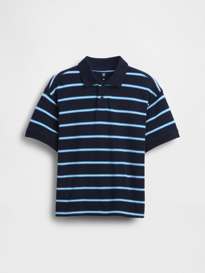 Lacivert Relaxed Pique Polo T-shirt