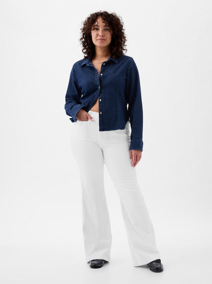 Beyaz High Rise '70s Flare Washwell™ Jean Pantolon