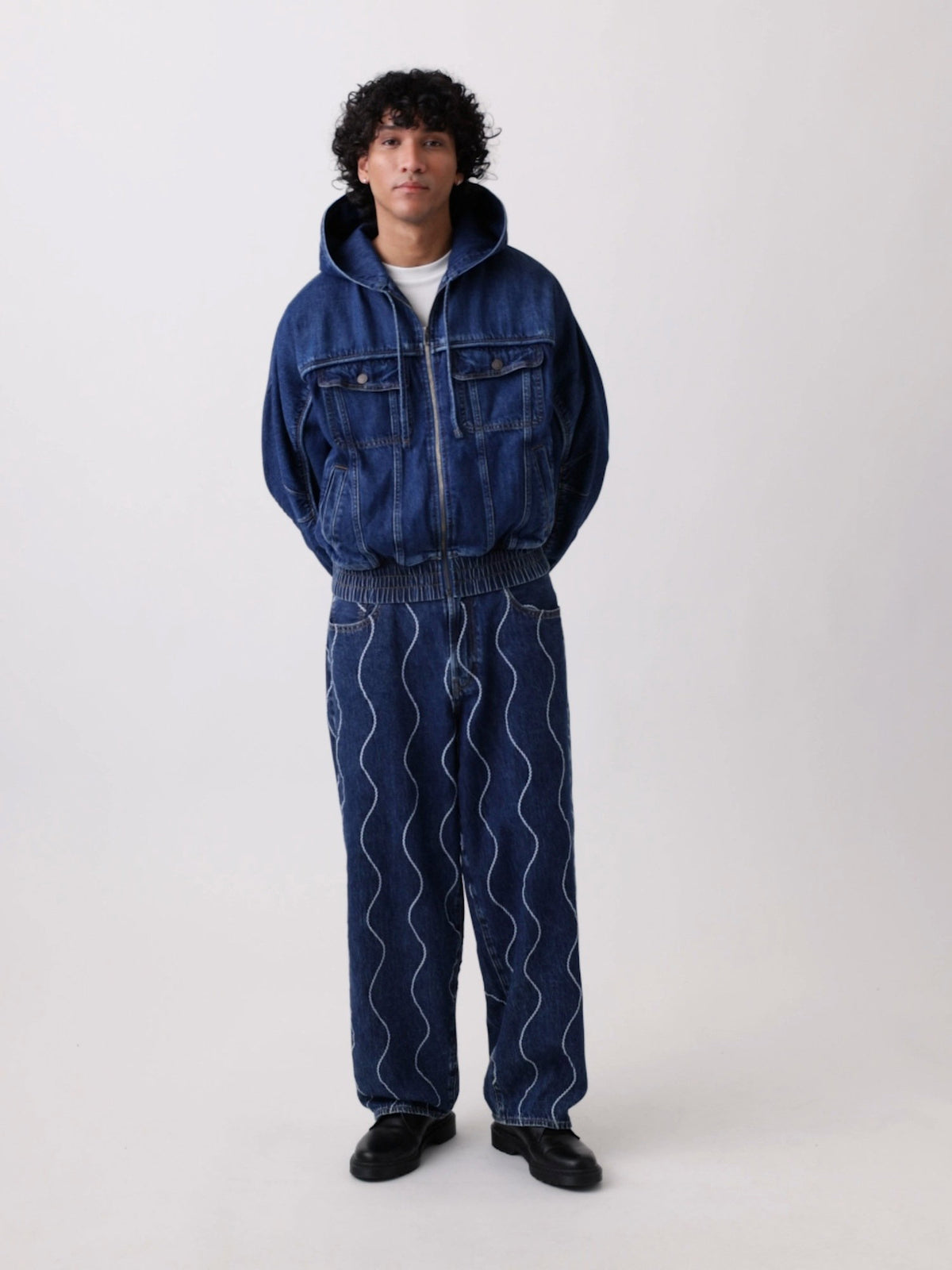 Koyu Mavi Gap × Hfr Denim Fermuarlı Sweatshirt By Daveed Baptiste
