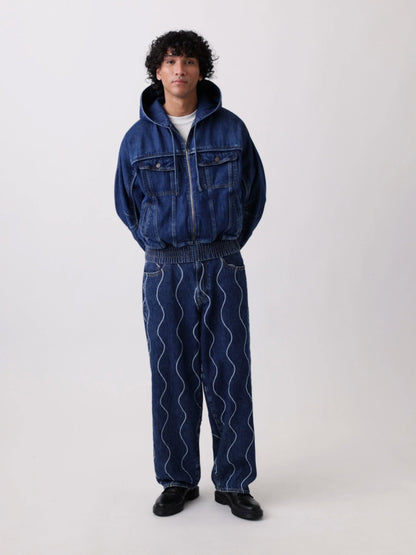 Koyu Mavi Gap × Hfr Denim Fermuarlı Sweatshirt By Daveed Baptiste