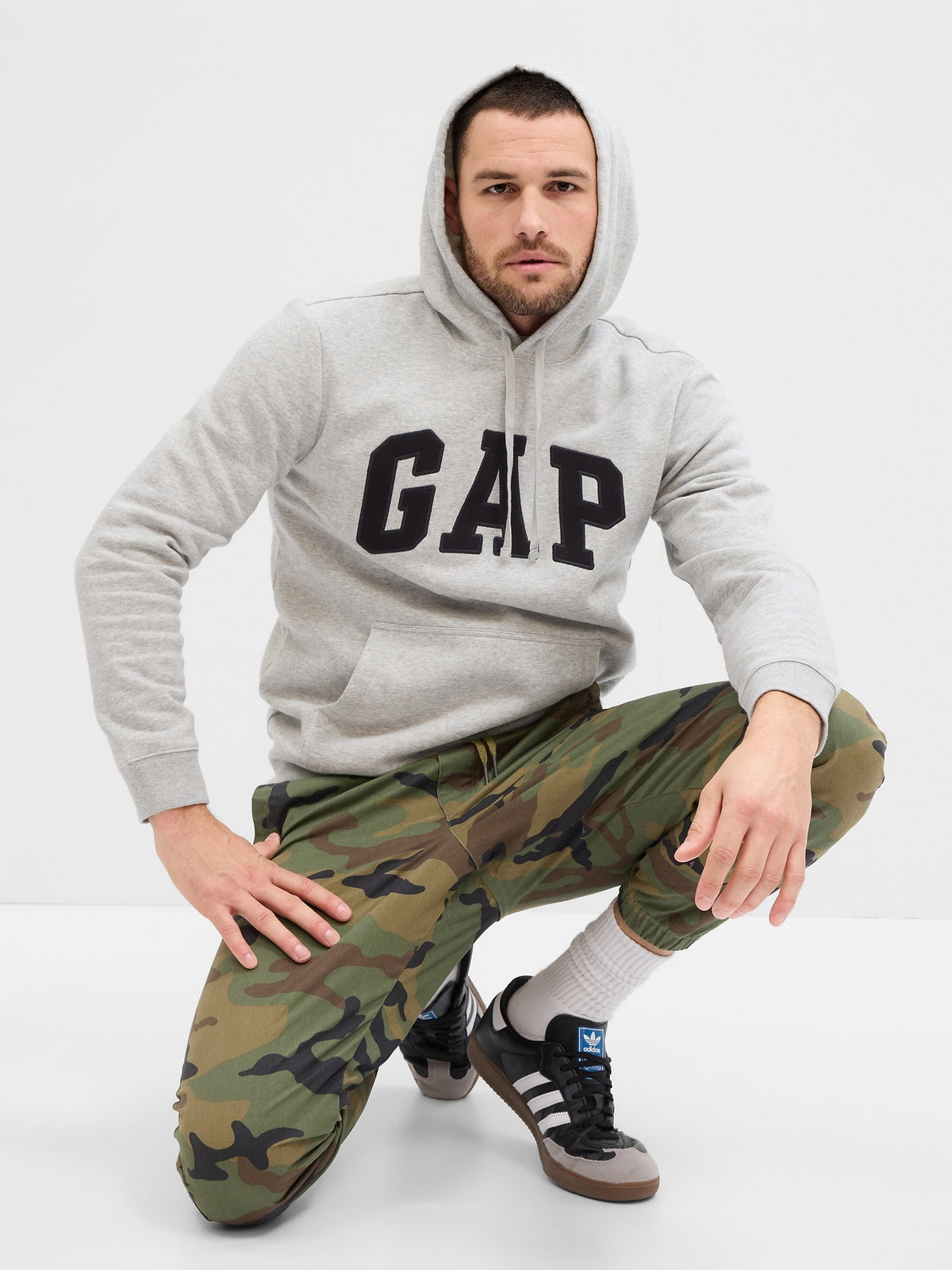 Açık Gri Gap Logo Kapüşonlu Sweatshirt