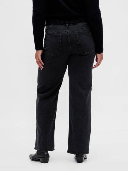 Siyah Low Rise '90s Jean Pantolon