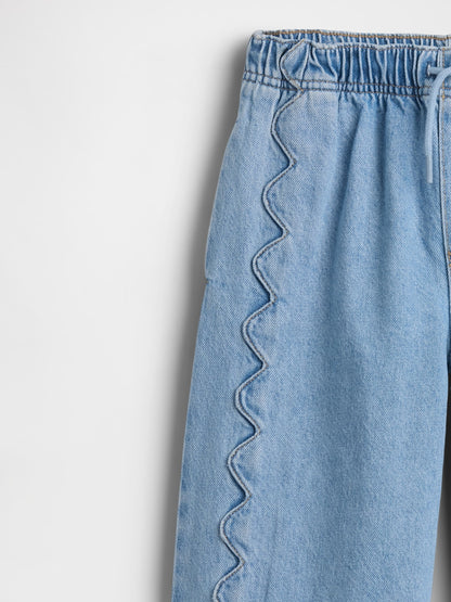 Açık Mavi High Rise Stride Easy Wide-leg Ankle Jean Pantolon