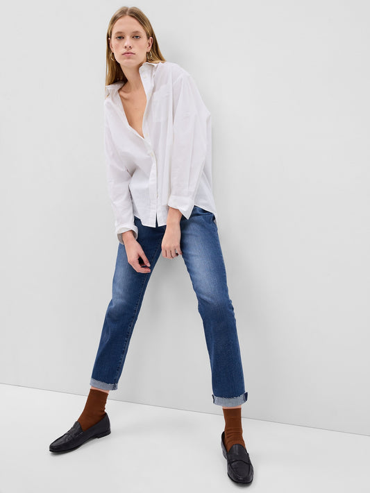 Mavi Mid Rise Washwell Girlfriend Jean Pantolon