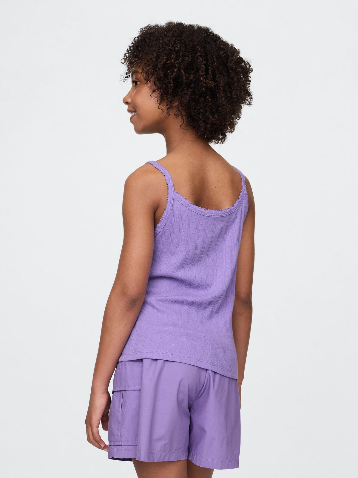 Mor Pointelle Fitilli Cami Bluz