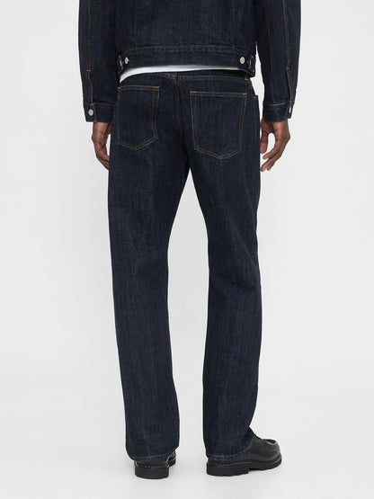 Koyu Mavi Relaxed Straight Jean Pantolon
