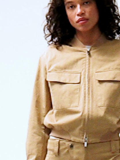 Bej Gap × Victoria Beckham Bomber Ceket