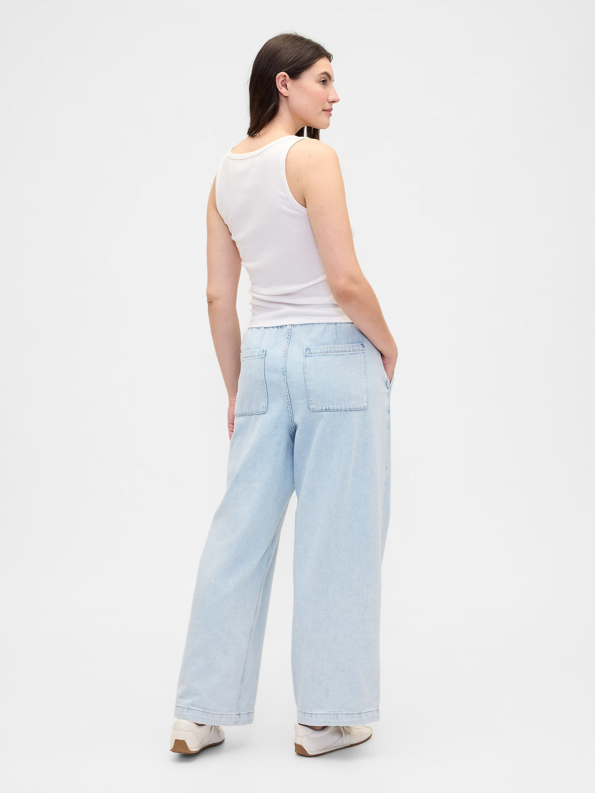 Açık Mavi High Rise Pull-on Wide-leg Jean Pantolon