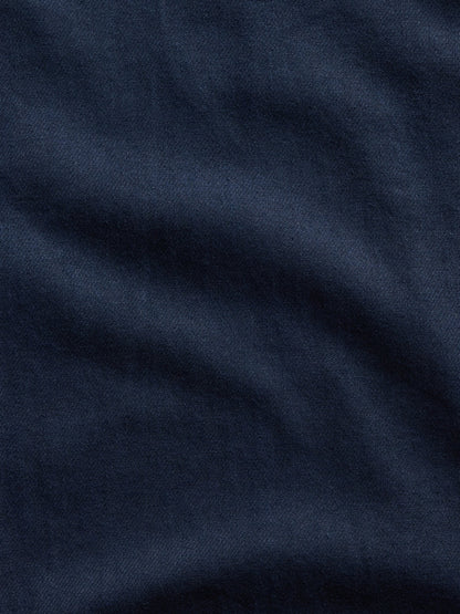 Lacivert Keten Pamuk Karışımlı Relaxed Straight Pantolon