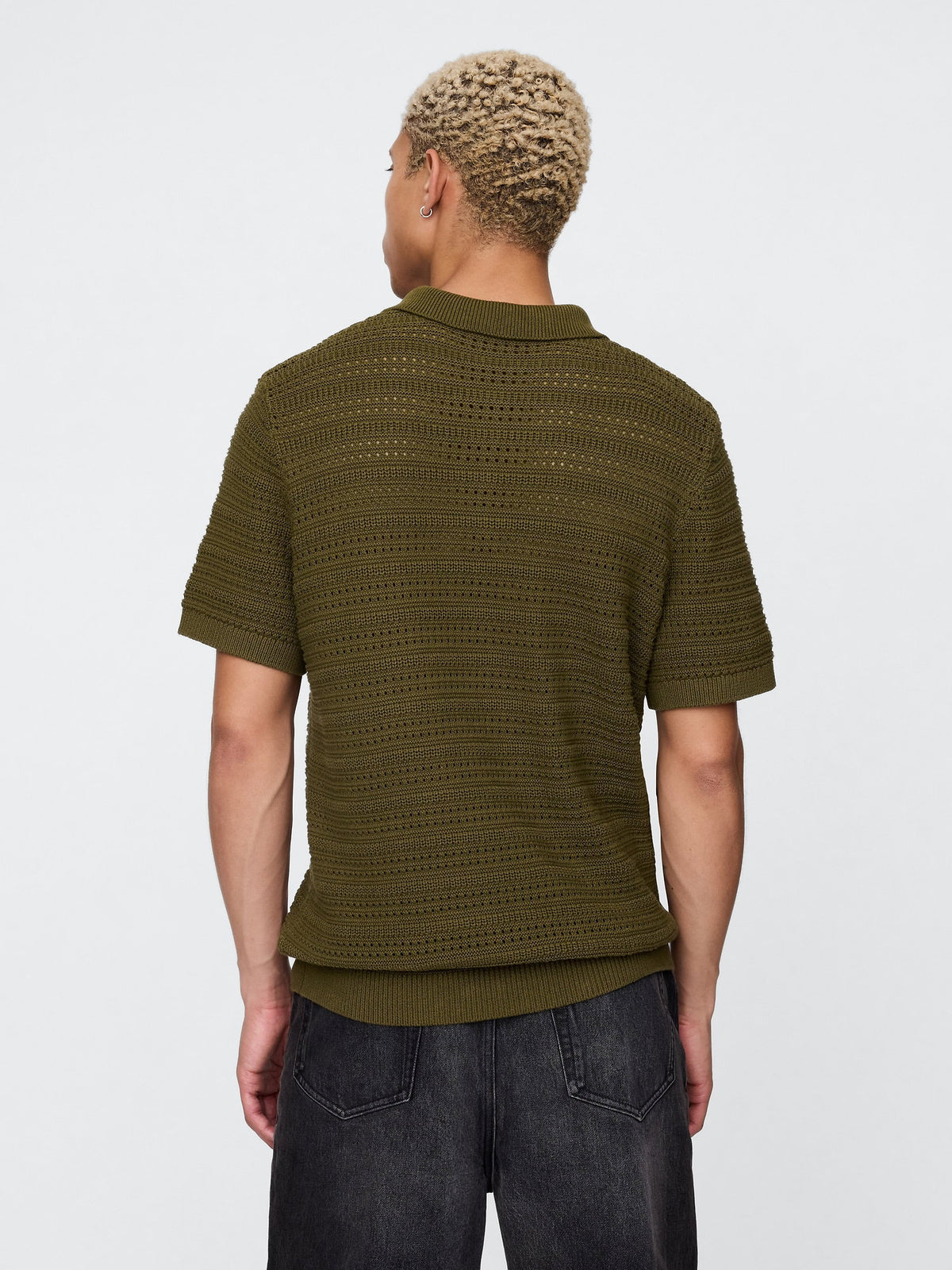 Haki Örgü Polo T-shirt