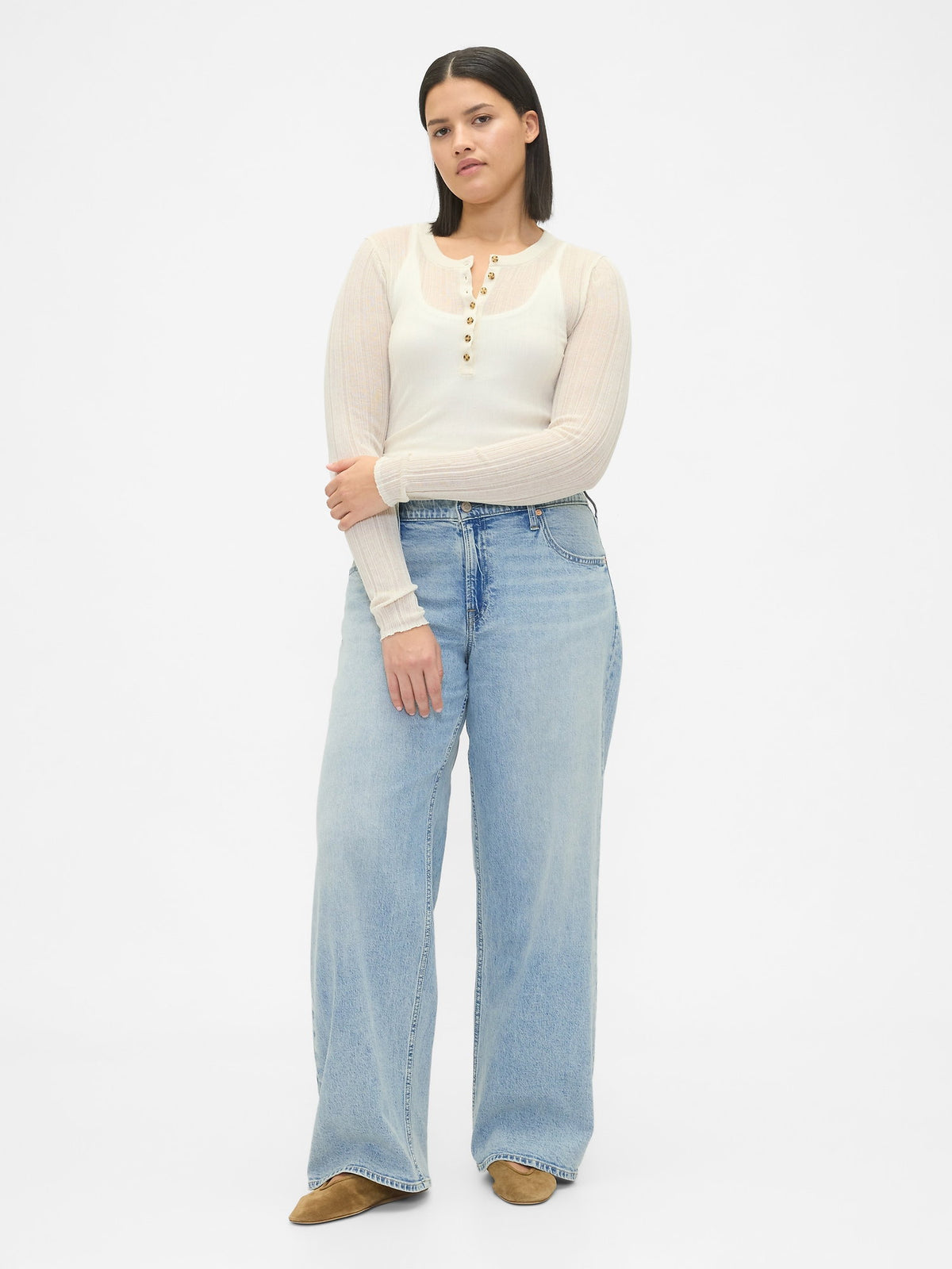 Açık Mavi Low Rise '90s Jean Pantolon