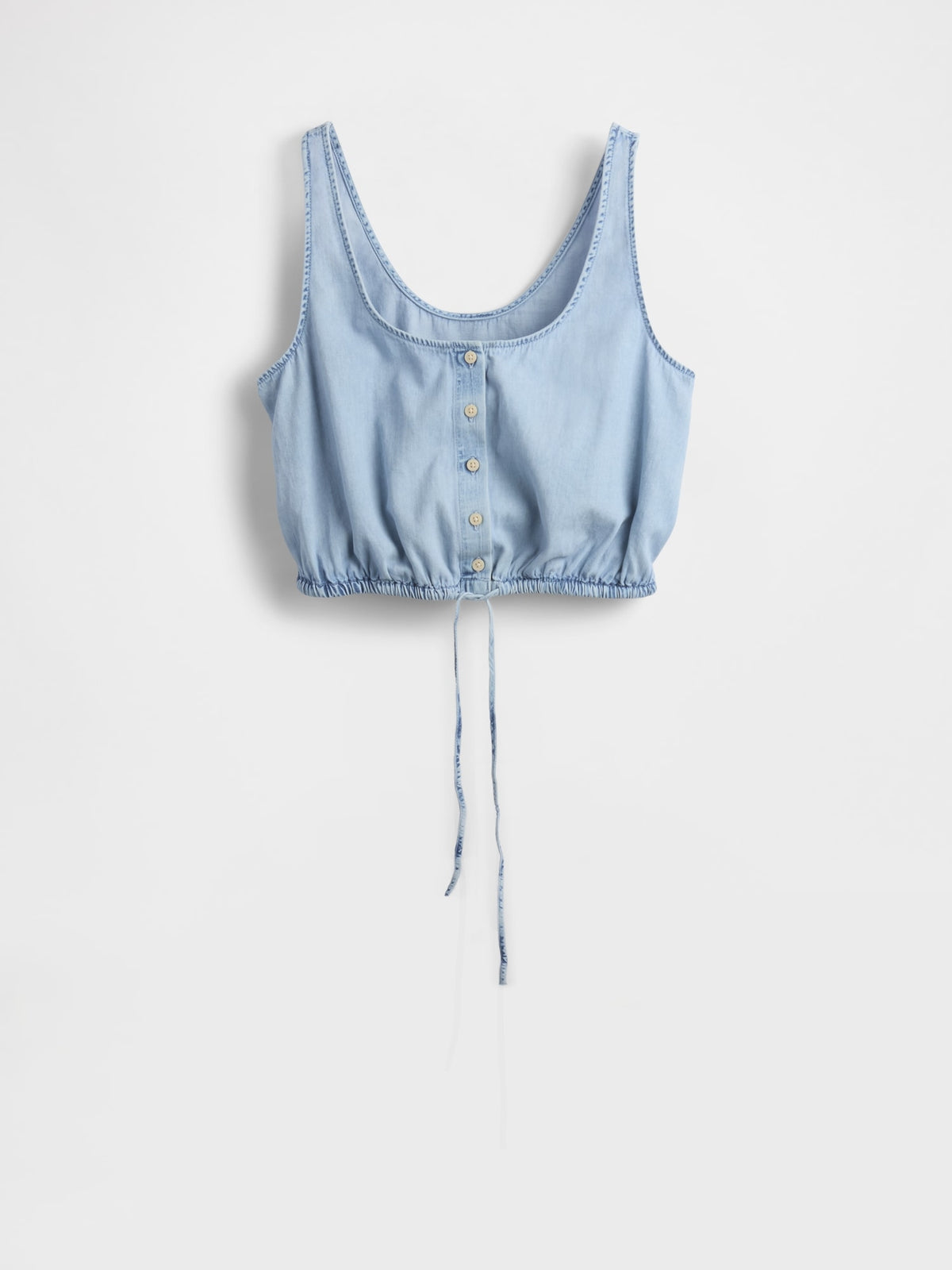 Mavi Denim Büzgülü Crop Bluz
