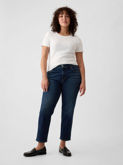 Koyu Mavi Mid Rise Girlfriend Jean Pantolon