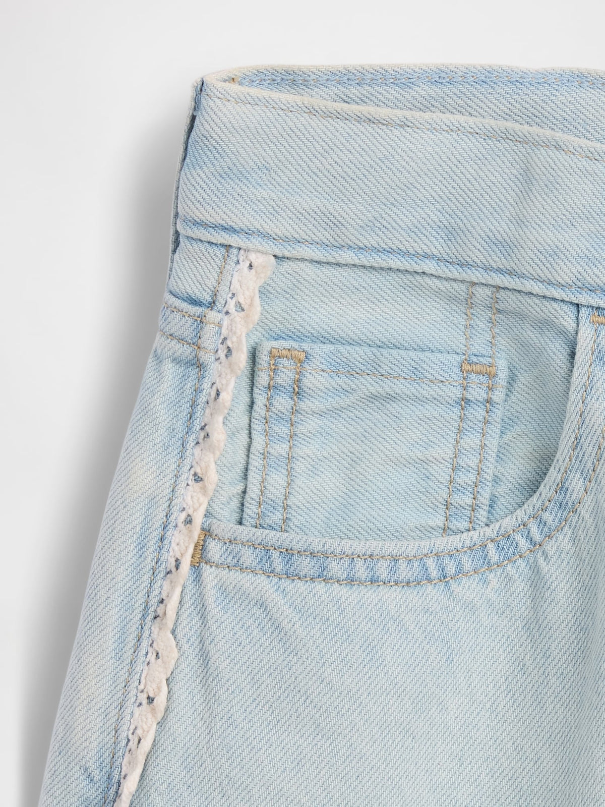 Açık Mavi Low Rise Longline Denim Şort