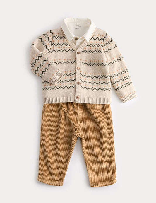 3 Parça Fair Isle Takım (0–3 Yaş)