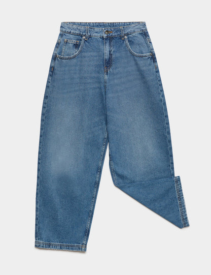 Saf Pamuklu Baggy Çocuk Jean Pantolon