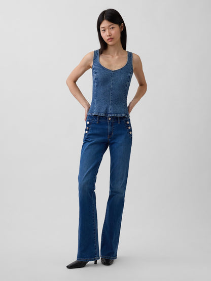 Mavi Denim Fitted Peplum Bluz