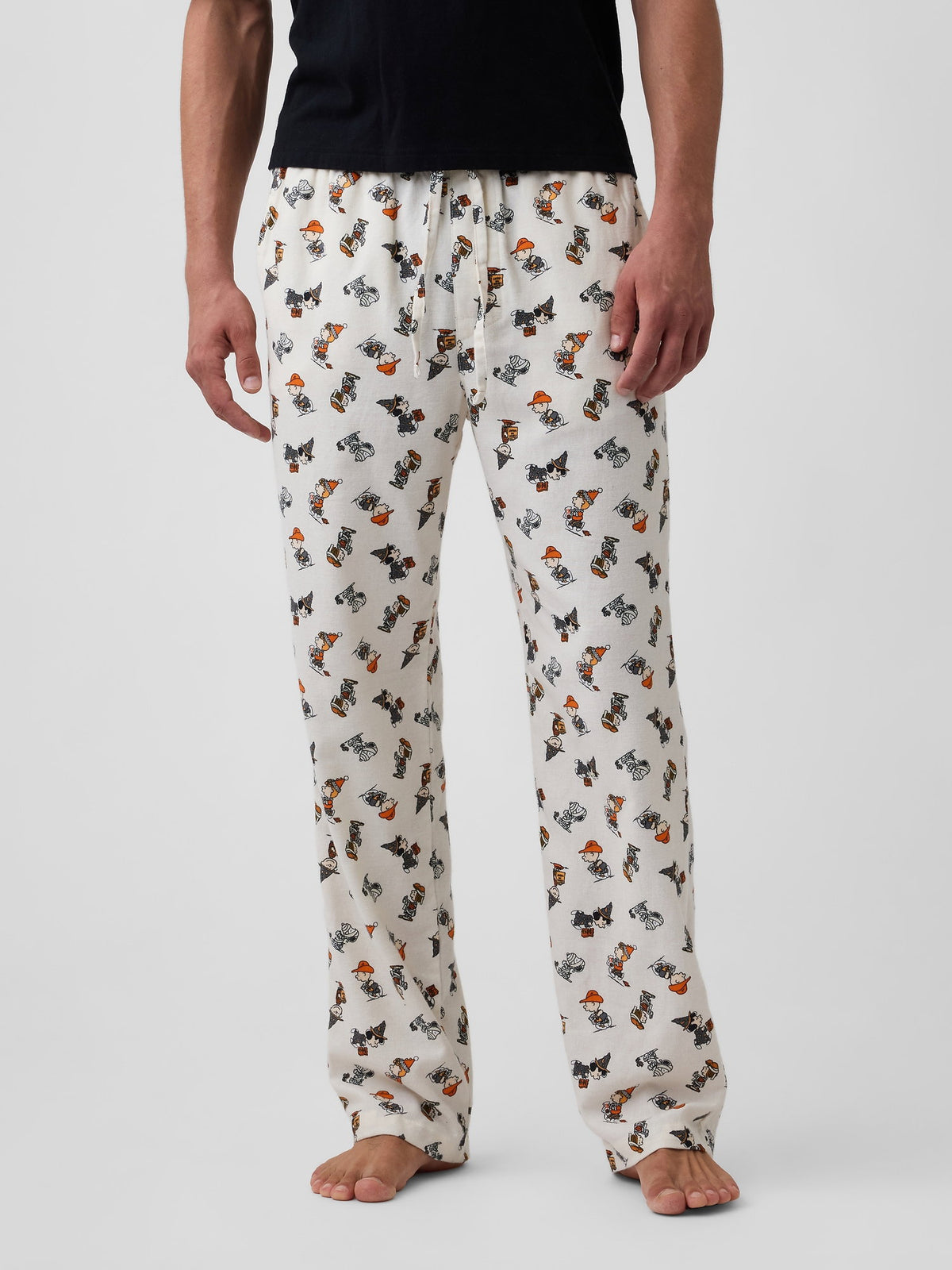 Kırık Beyaz Peanuts Relaxed Baskılı Flannel Pijama Altı