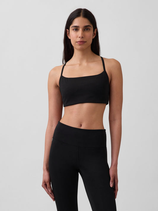 Siyah Gapfit Düz Yarış Sırt Spor Sütyeni