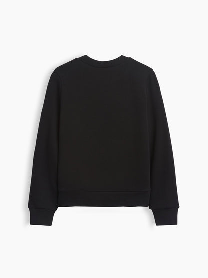 Siyah Bisiklet Yaka Grafik Baskılı Sweatshirt