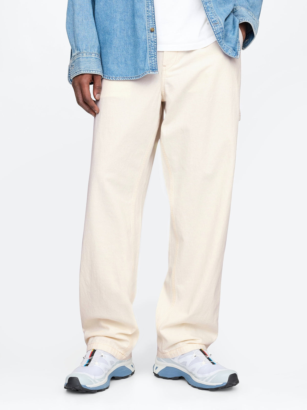 Kırık Beyaz Baggy Carpenter Jean Pantolon