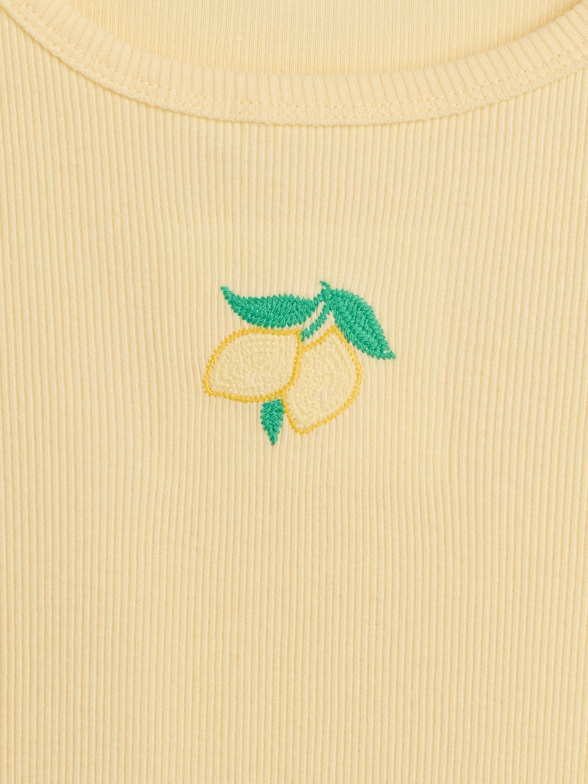 Sarı Kids Ribbed Bisiklet Yaka T-shirt