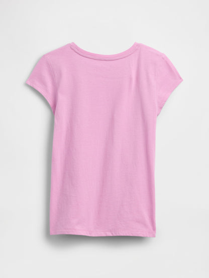 Pembe Grafik Baskılı T-shirt