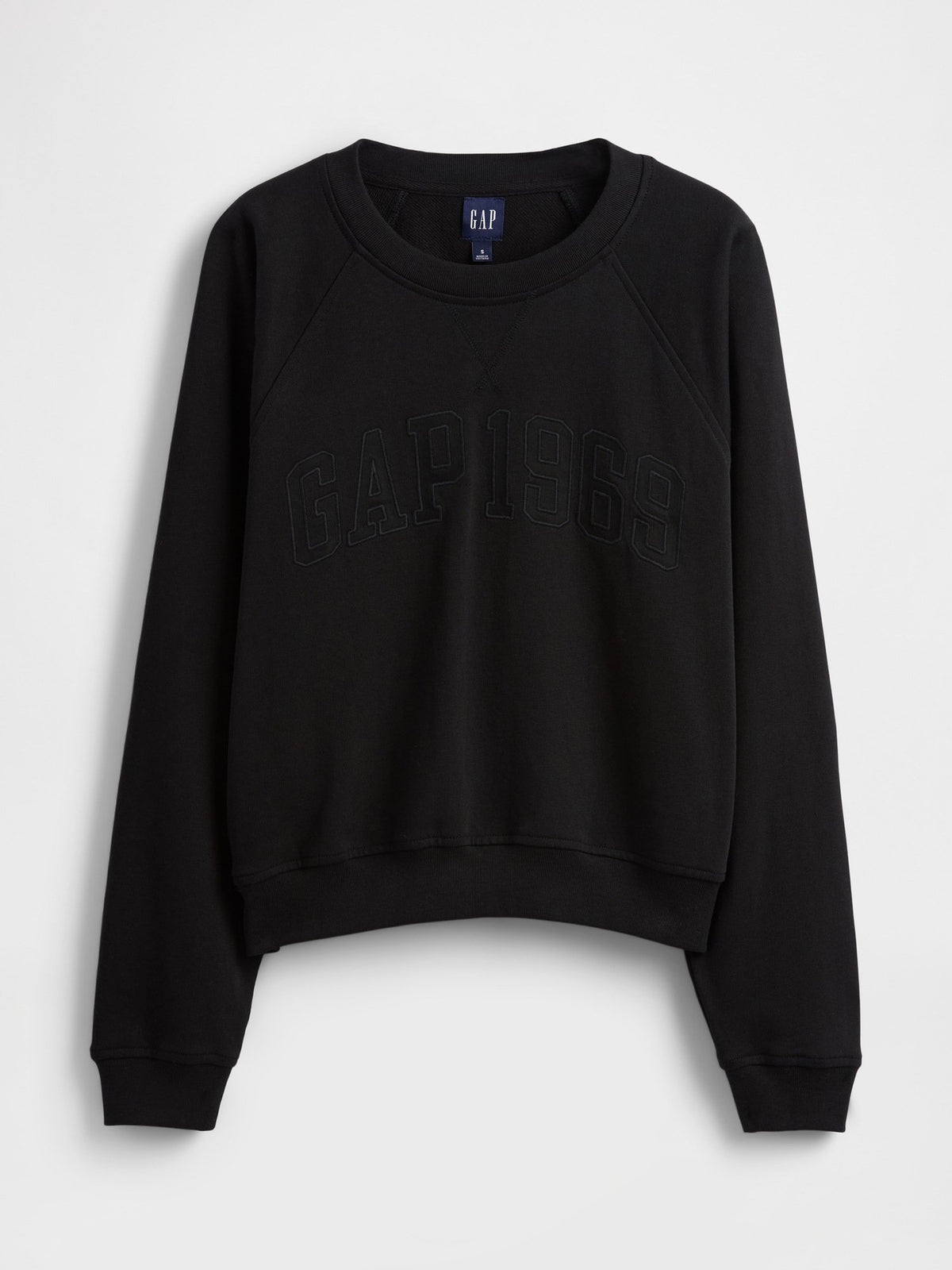 Siyah Fransız Havlu Kumaş Raglan Logo Sweatshirt