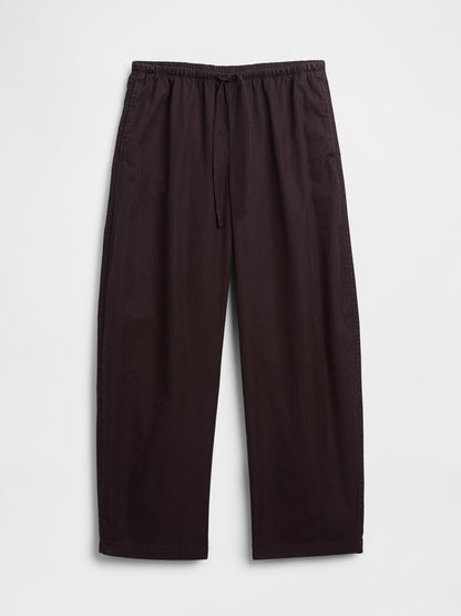 Kahverengi Poplin Easy Barrel Pantolon