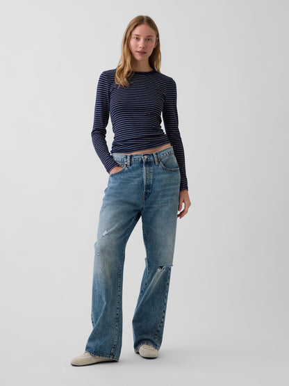 Lacivert Modern Shrunken T-shirt