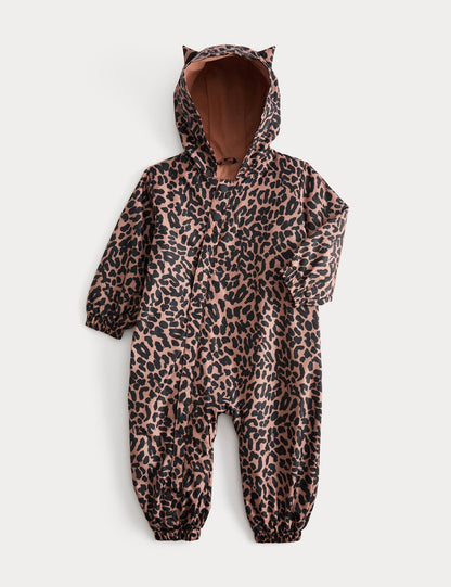 Leopar Desenli Yağmurluk