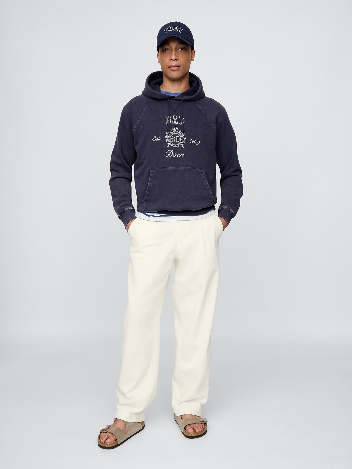 Kırık Beyaz Gap × Dôen Pileli Denim Pantolon