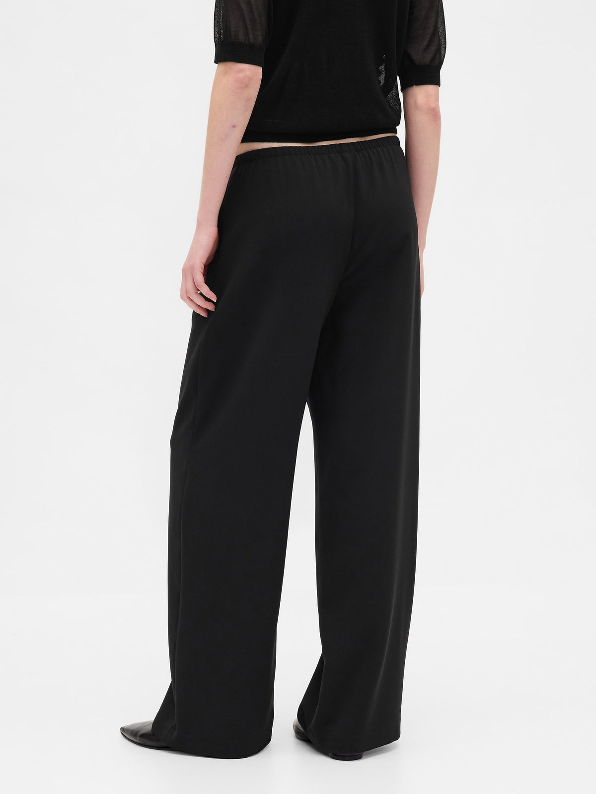 Siyah Easy Wide-leg Pantolon