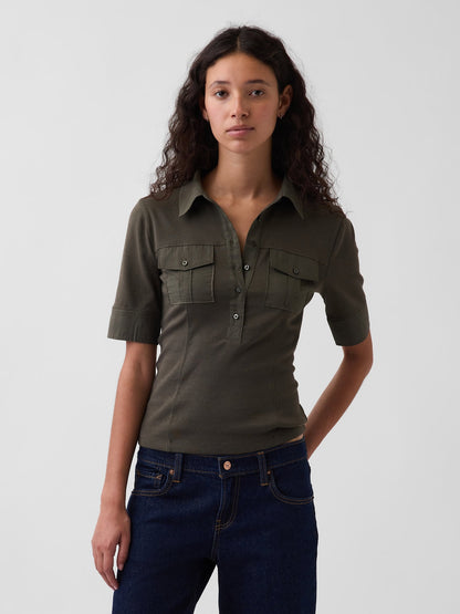 Haki Modern Elbow-sleeve Utility T-shirt