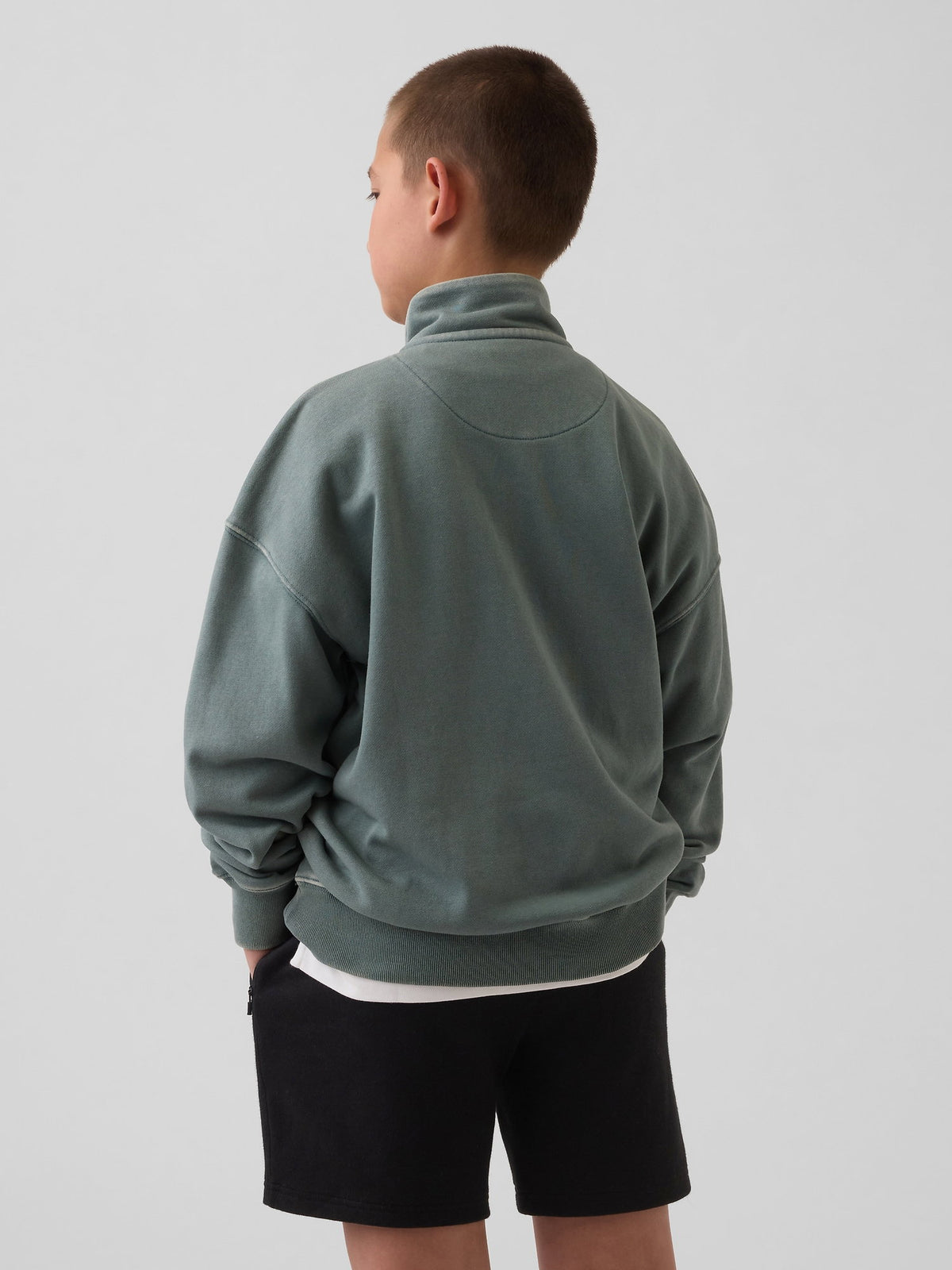 Yeşil Vintagesoft Terry Relaxed Yarım Fermuarlı Sweatshirt