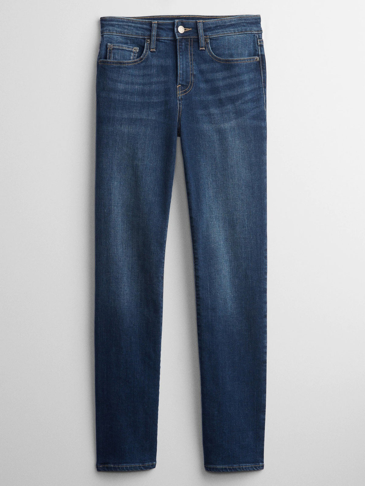 Koyu Mavi Mid Rise Straight Jean Pantolon