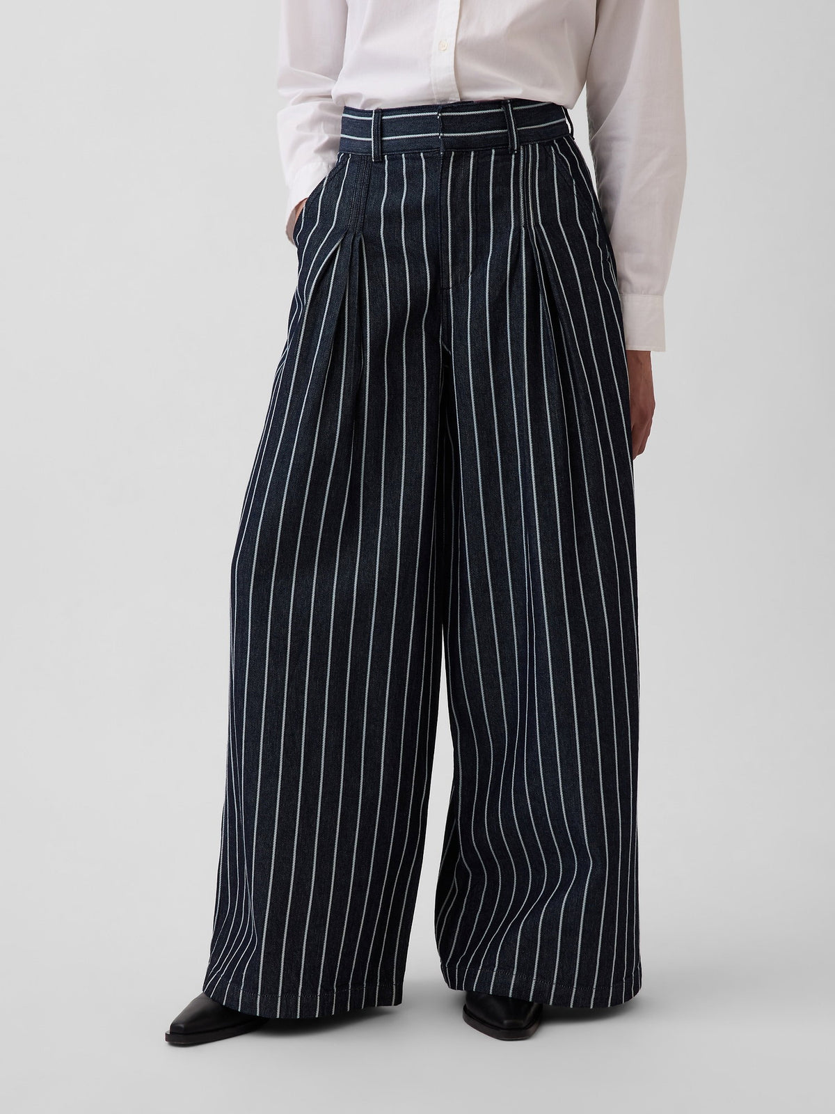 Koyu Mavi Gap × Hfr Extra High Rise Çizgili Denim Pantolon By Latouché