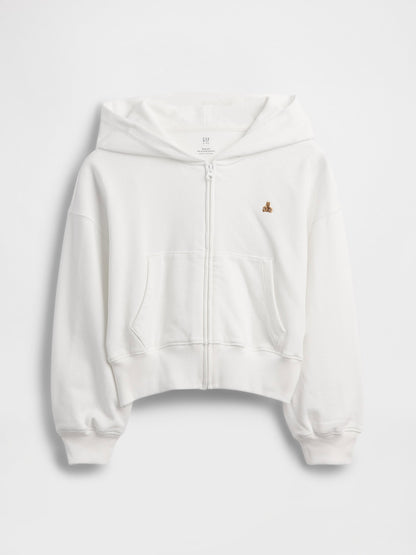 Beyaz Vintagesoft Terry Wedge Fermuarlı Sweatshirt