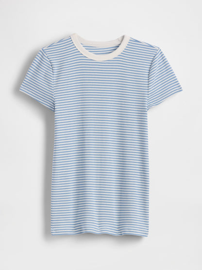 Açık Mavi Modern Bisiklet Yaka T-shirt