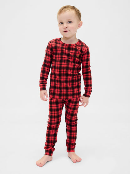 Kırmızı Organik Brushed Pamuklu Holiday Pijama Takımı