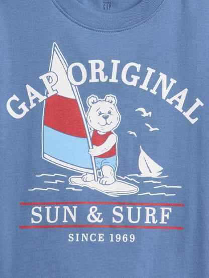 Mavi Oversized Grafik Baskılı T-shirt